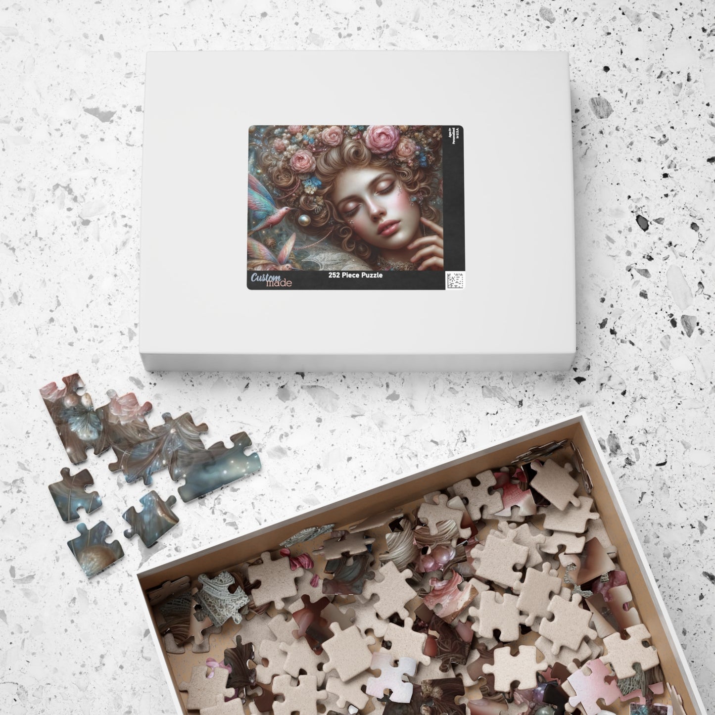 Floral Dream Portrait Puzzle — Surreal Woman & Birds Art Jigsaw (110–1014 pcs)
