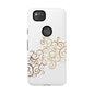Elegant Floral Phone Case, Tough Cases, Gold Swirls, Stylish Protection, Trendy Gift, Chic Accessory