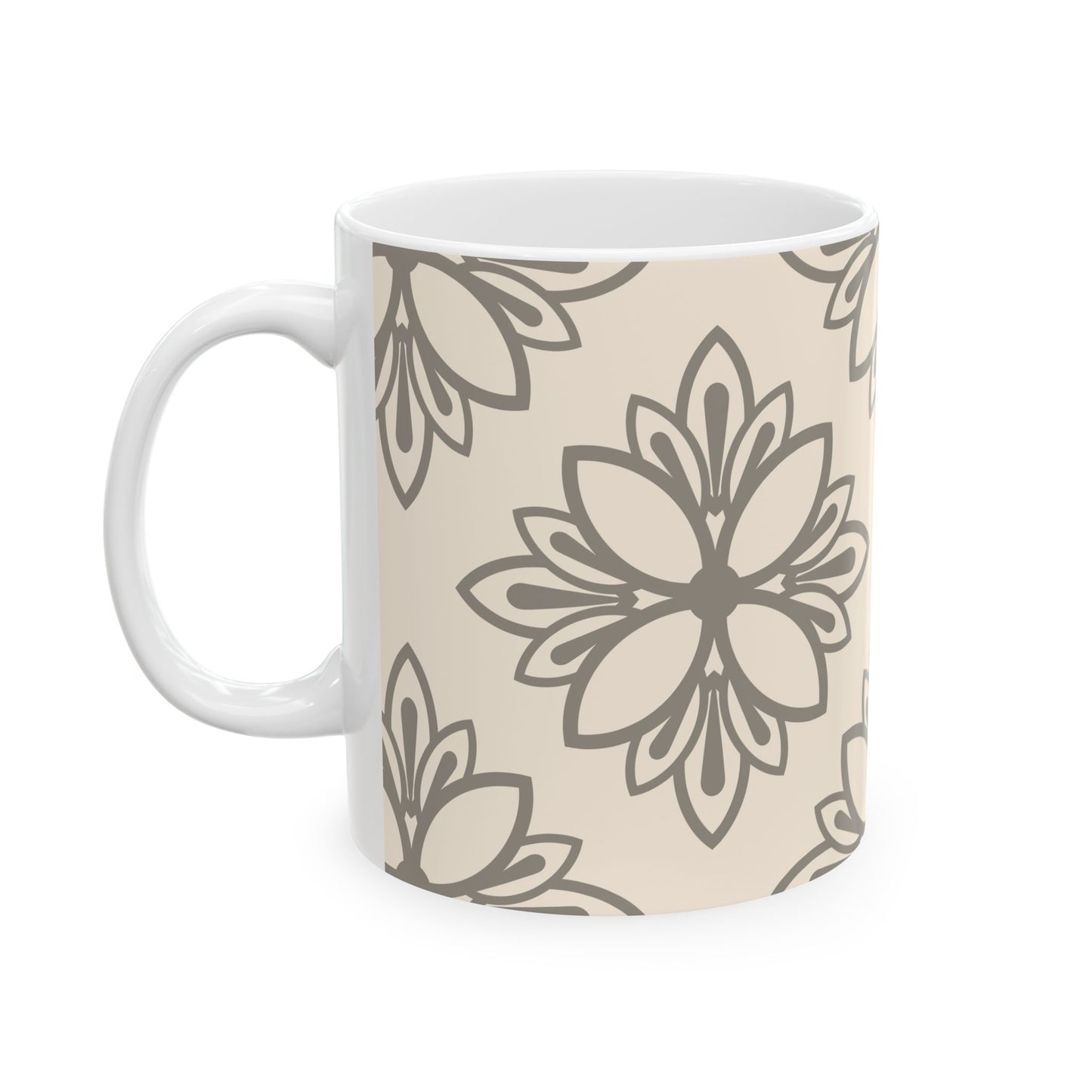 Boho Floral Ceramic Mug, Stylish Coffee Cup, Unique Gift for Her, Cozy Vibes, Home Decor, Tea Lovers, Kitchen Essential