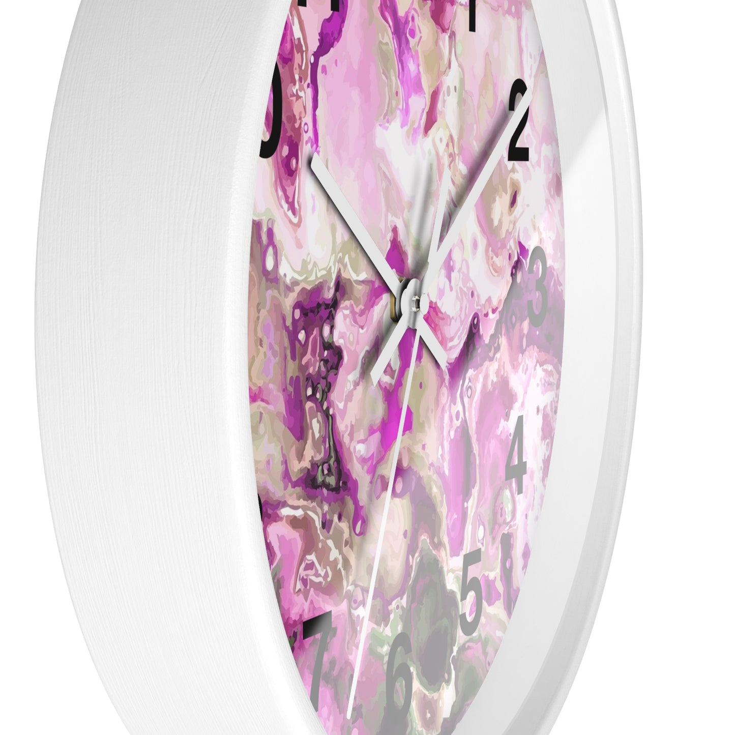 Elegant Pink Swirl Wall Clock Home Decor, Gift for Her, Modern Design, Office Wall Art, Functional Art