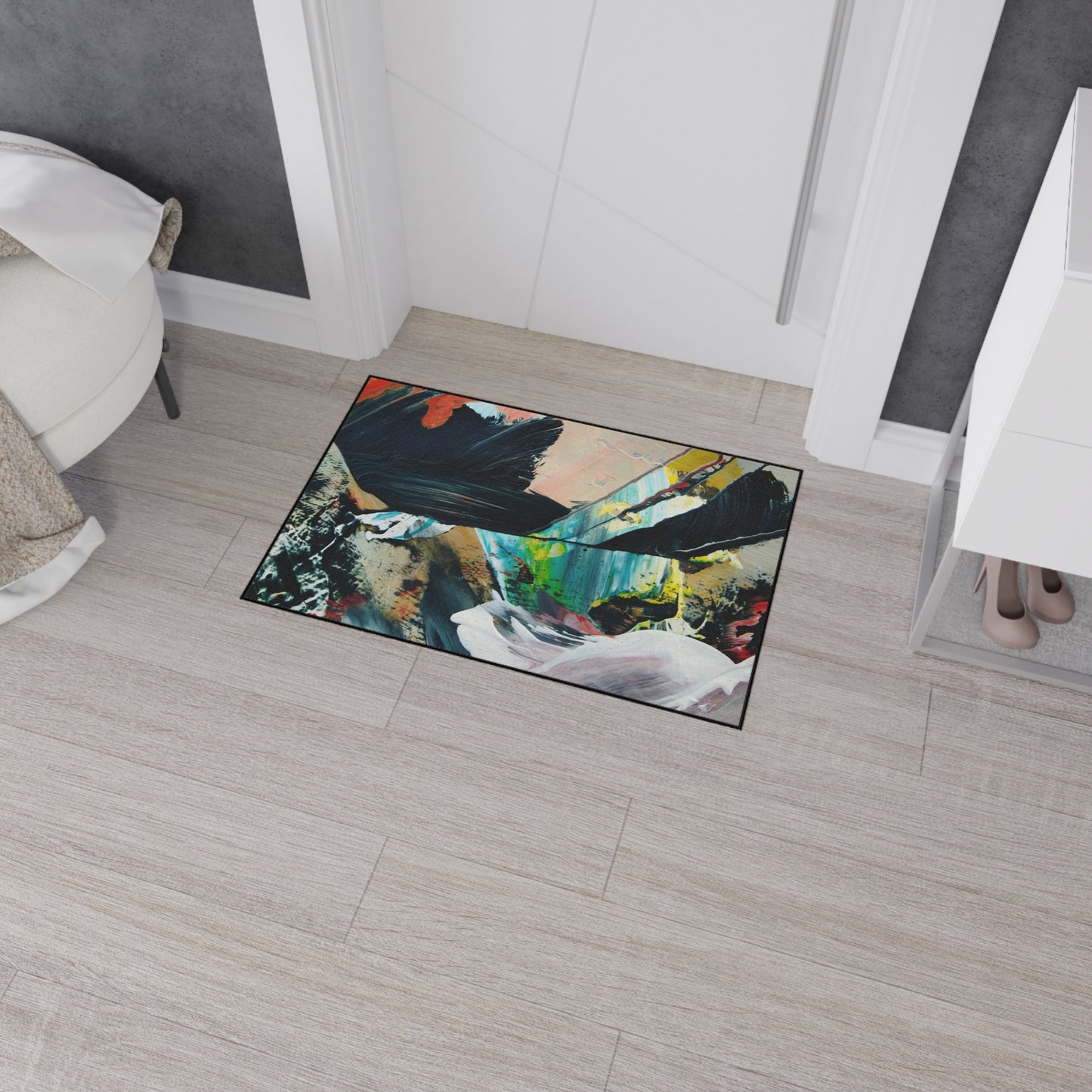 Abstract Color Splash Heavy Duty Floor Mat — Durable Artistic Entrance Rug