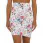 Floral Watercolor Pencil Skirt — Pastel Bouquet Mid‑Waist Women's Skirt