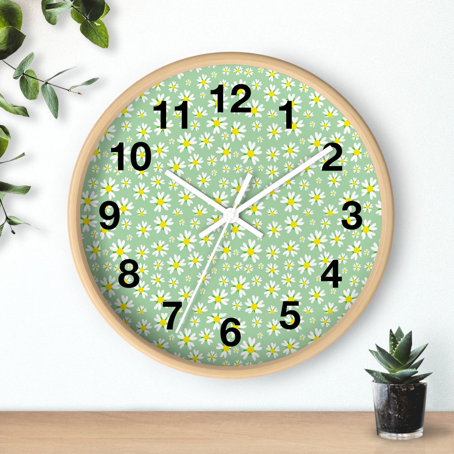 Floral Wall Clock, Rustic Home Decor, Spring Wall Art, Flower Design Clock, Unique Timepiece for Living Room, Gift for Her