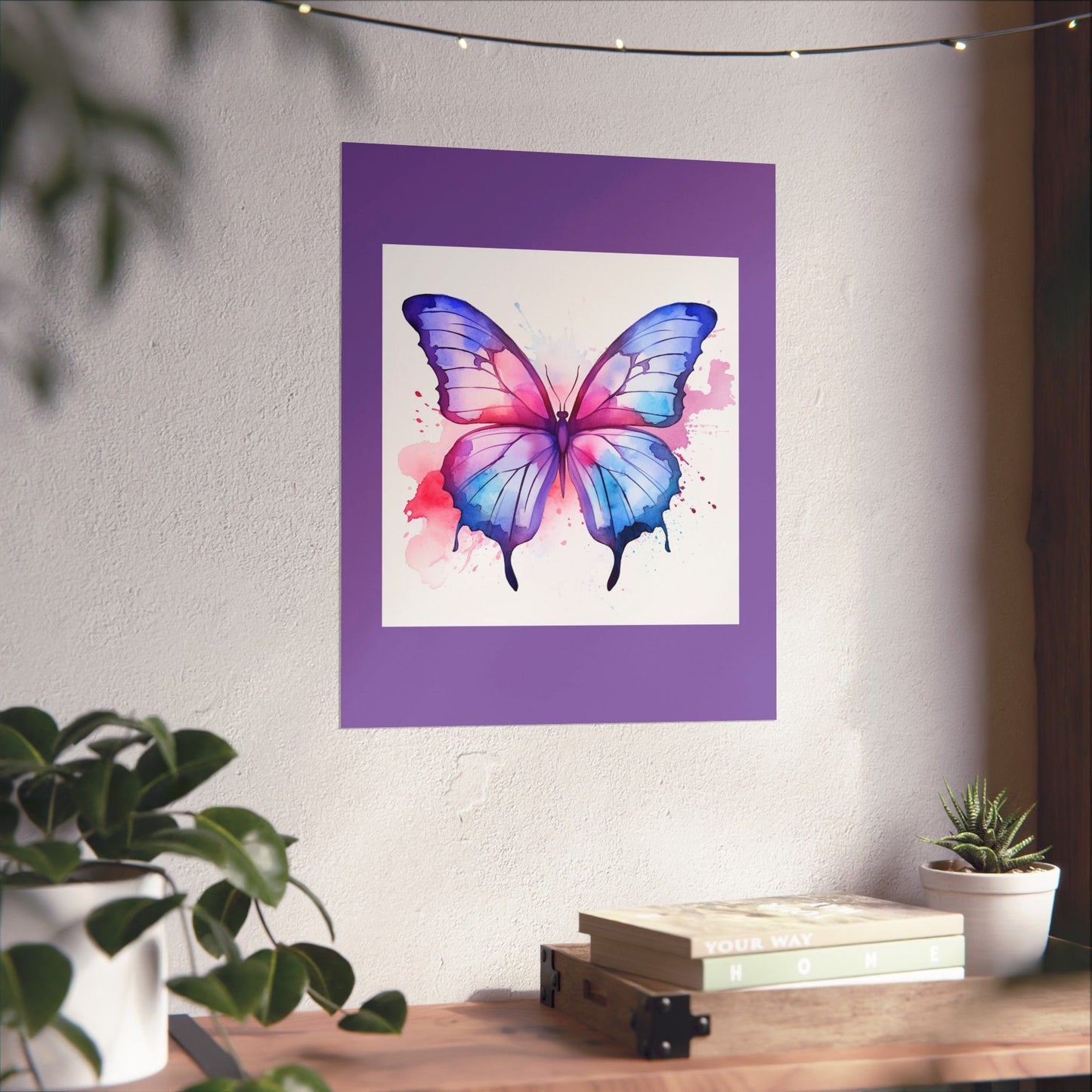 Butterfly Watercolor Matte Poster — Purple Vertical Art Print