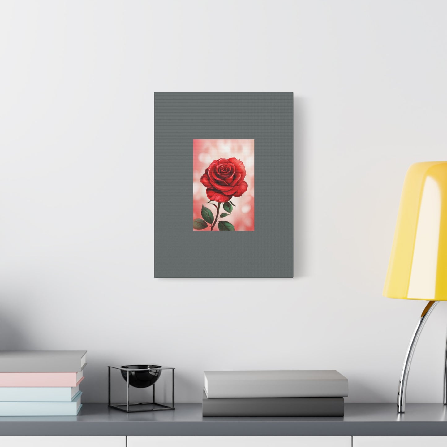 Red Rose Vertical Matte Canvas Print — Romantic Floral Wall Art