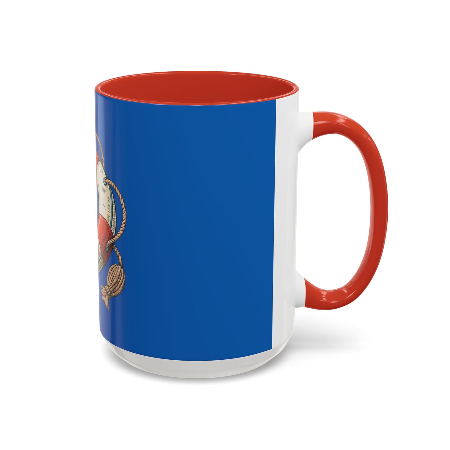 Lifesaver Accent Coffee Mug - Nautical Gift, Beach Decor, Sailor's Coffee Cup, Ocean Lover Mug, Summer Vibes