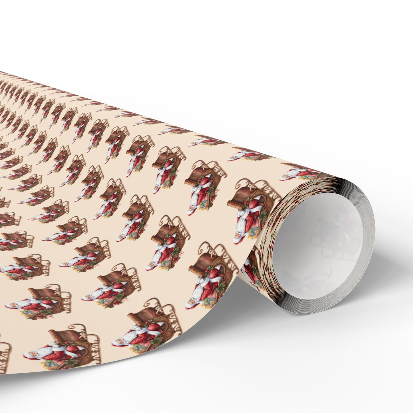 Vintage Santa Gift Wrapping Paper Roll — Holiday Present Wrap