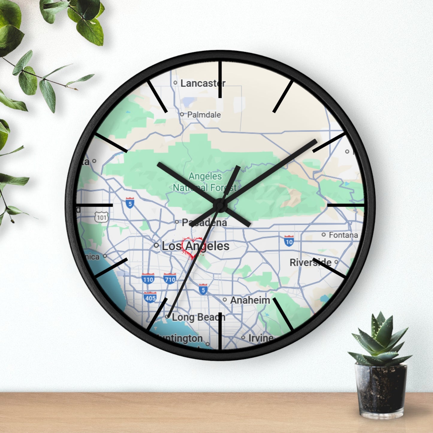 Los Angeles Wall Clock, Unique Home Decor, Custom City Map Clock, Modern Timepiece, Gift for Map Lovers