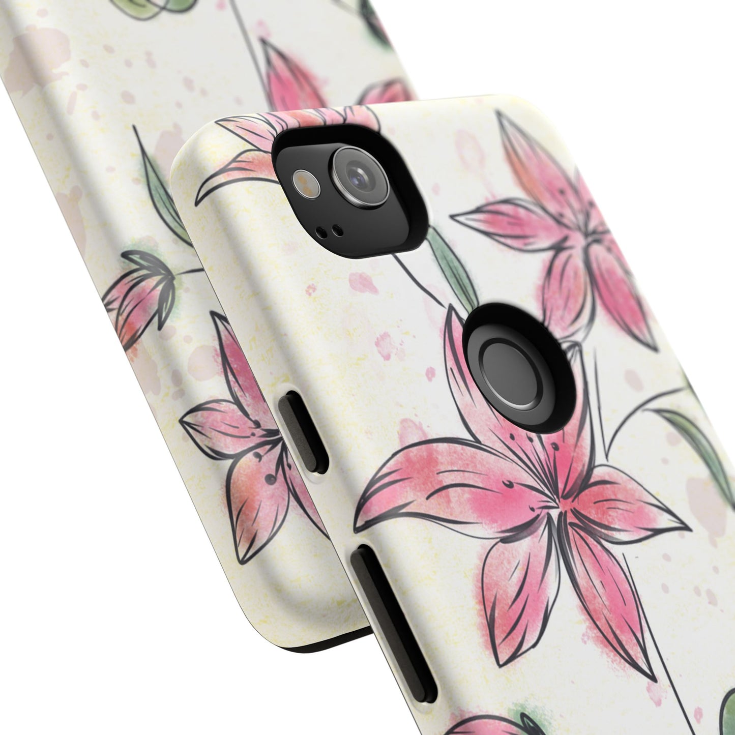 Floral Phone Case with Elegant Pink Lilies, Cute Floral Accessories, Phone Protection, Gift for Her, Stylish Cell Phone Cover