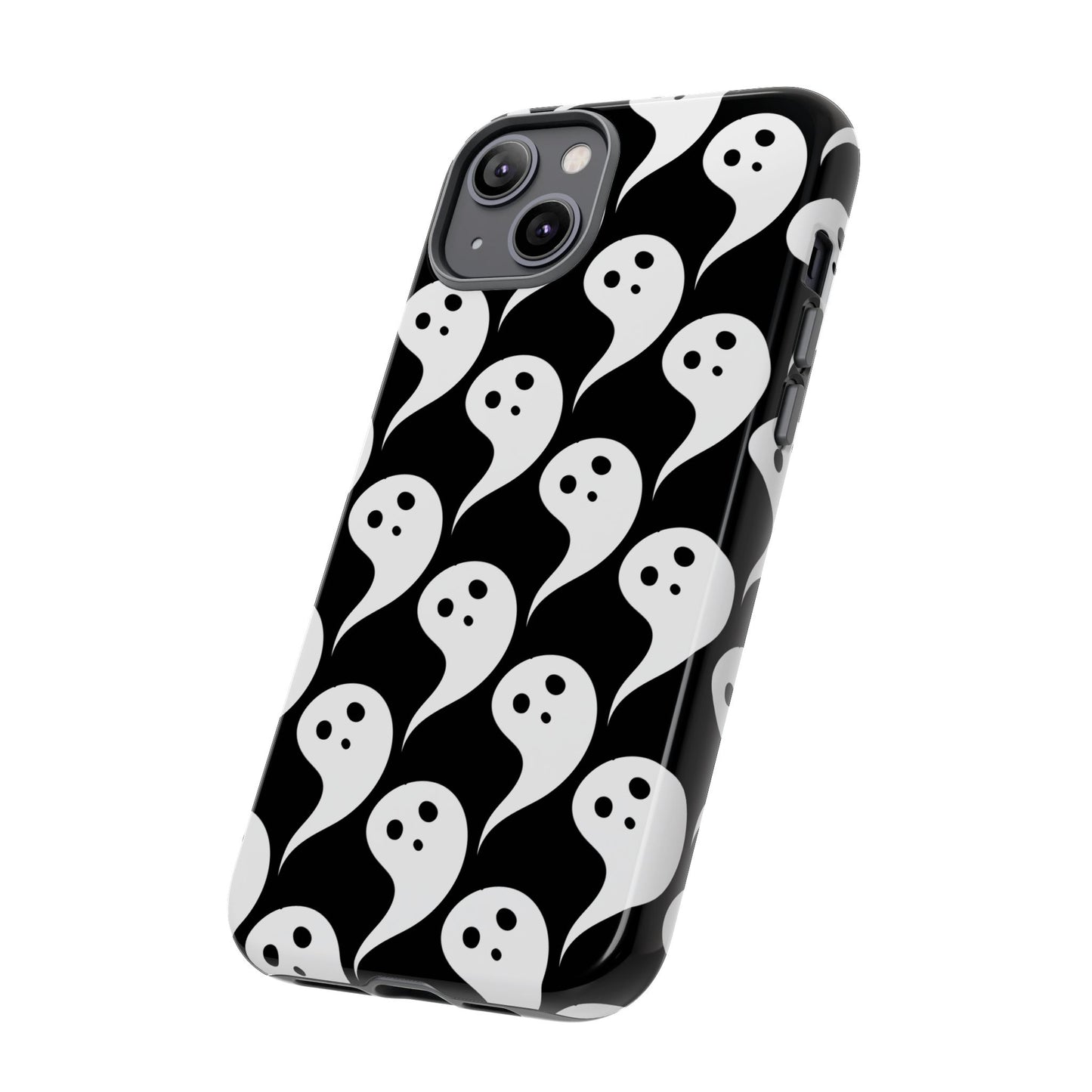 Ghost Pattern Phone Case, Cute Ghost Cell Phone Cover, Halloween Accessory, Spooky Gift, Black and White Phone Case