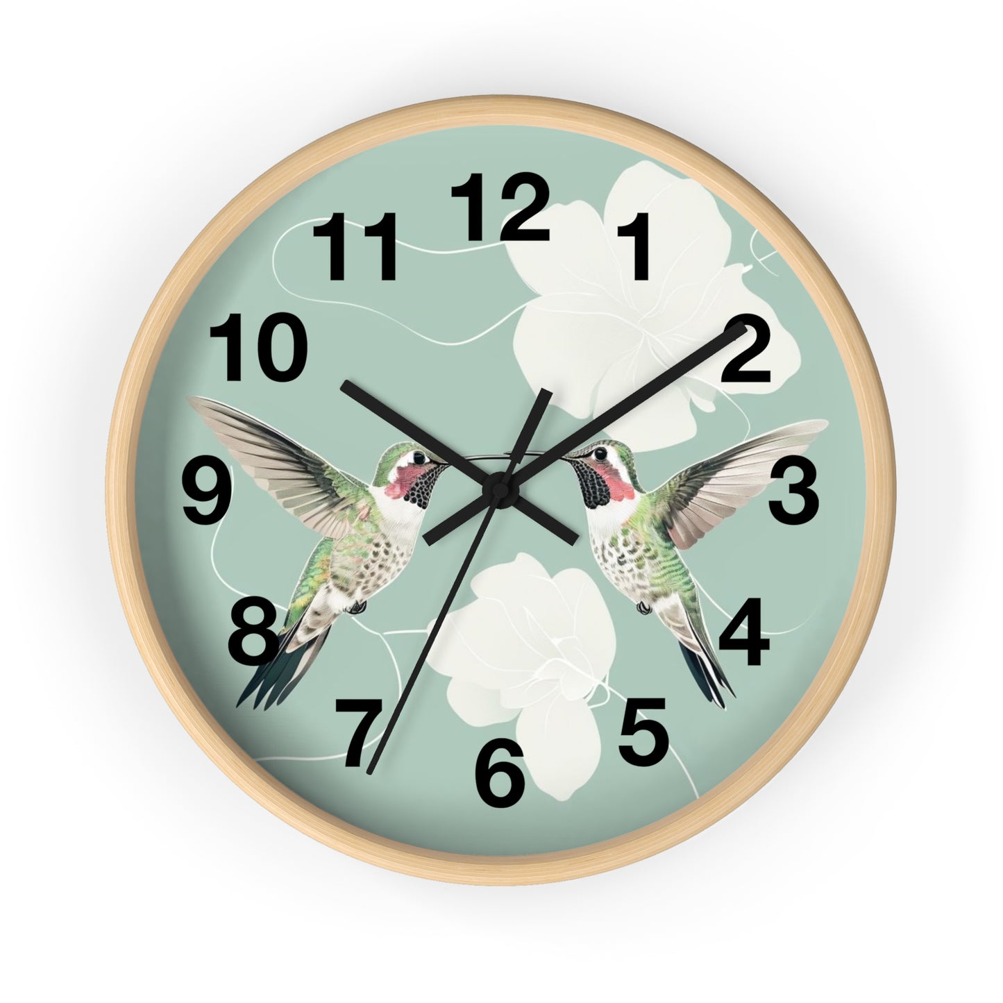 Hummingbird Floral Wall Clock | Mint Bird Clock