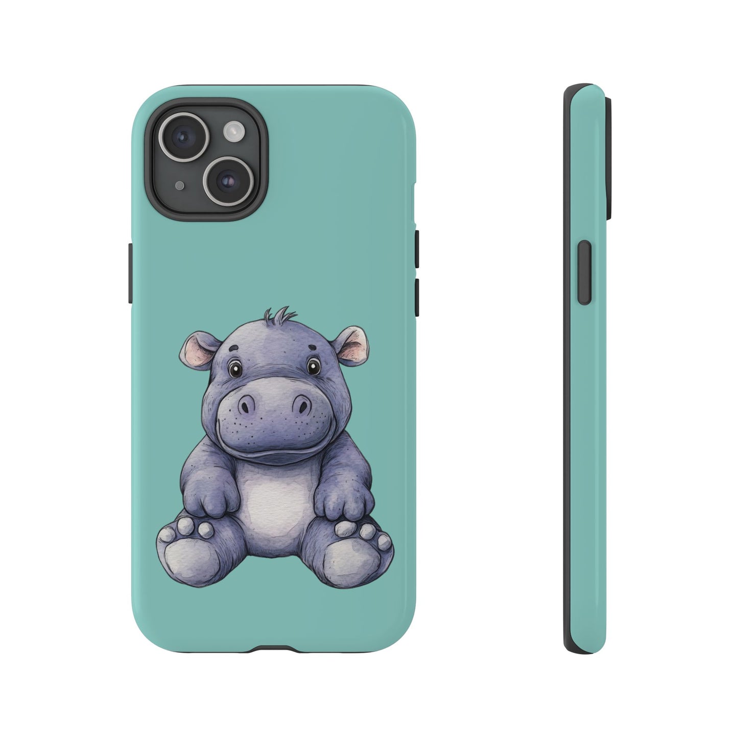 Cute Hippo Phone Case, Tough Phone Cover, Fun Animal Case, Gift for Kids, Cute Decor, Birthday Present