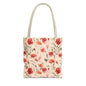 Floral Watercolor Tote Bag — Pink Red Poppy Pattern All-Over Print