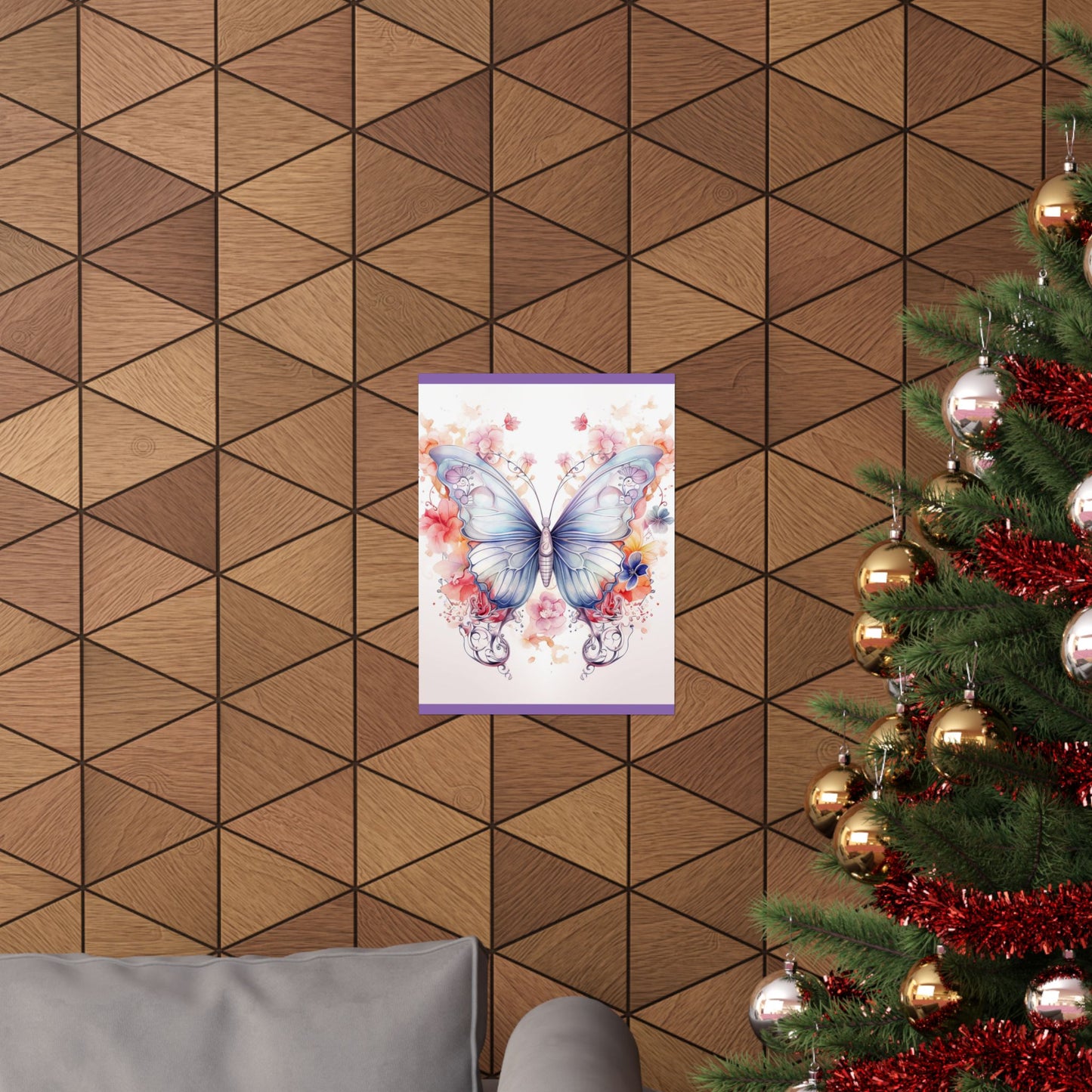 Butterfly Watercolor Wall Poster — Floral Pastel Matte Vertical Print