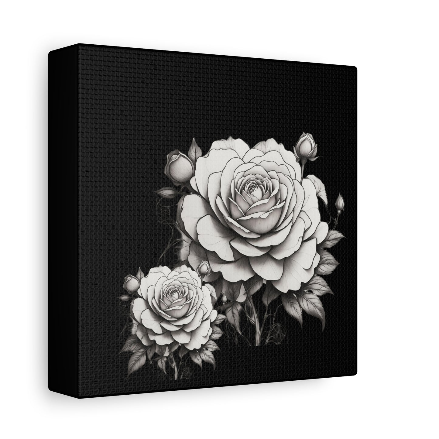 Monochrome Rose Canvas Print — Black & White Floral Wall Art