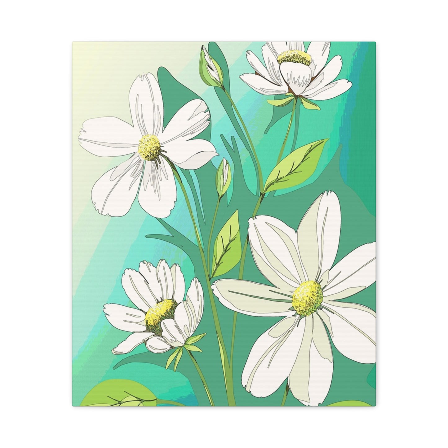 Matte Canvas, Stretched, 1.25" White Flowers