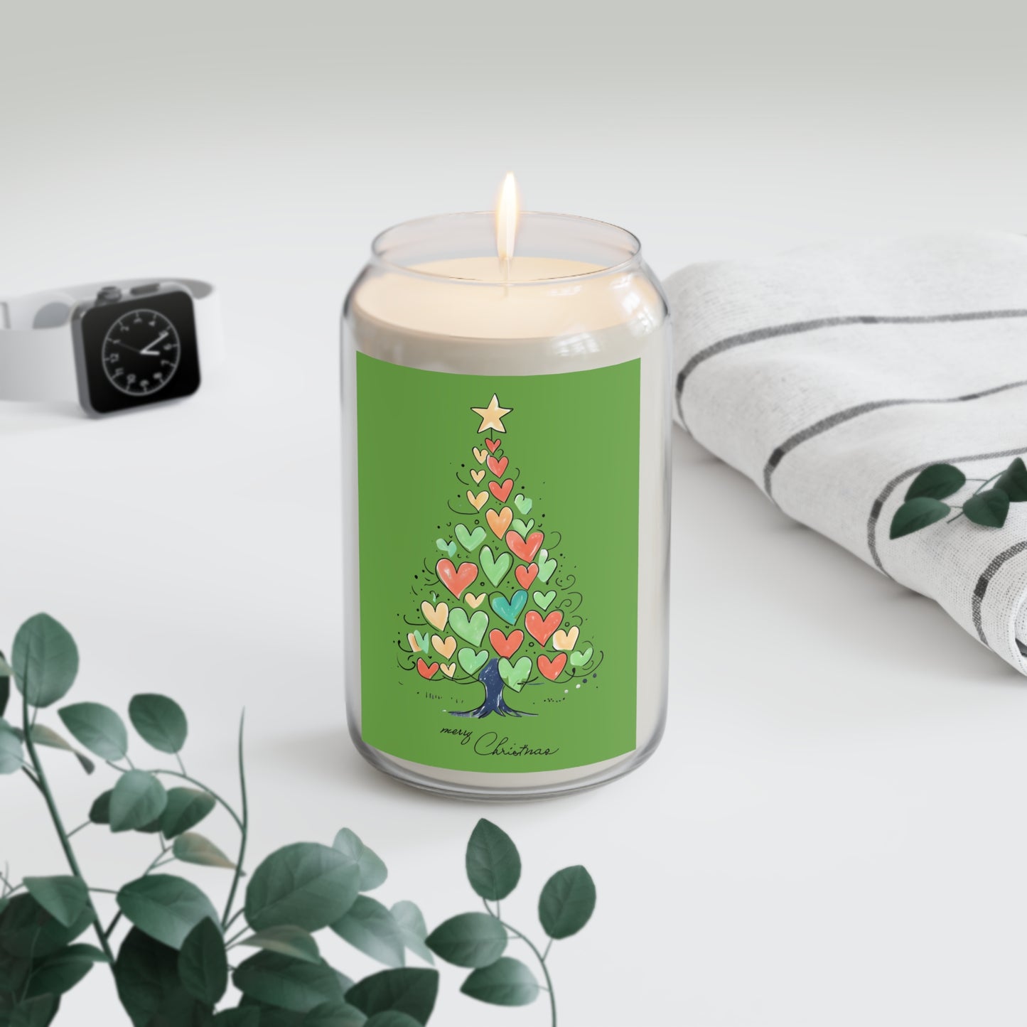 Christmas Scented Soy Candle - 13.75oz Heart Tree Design