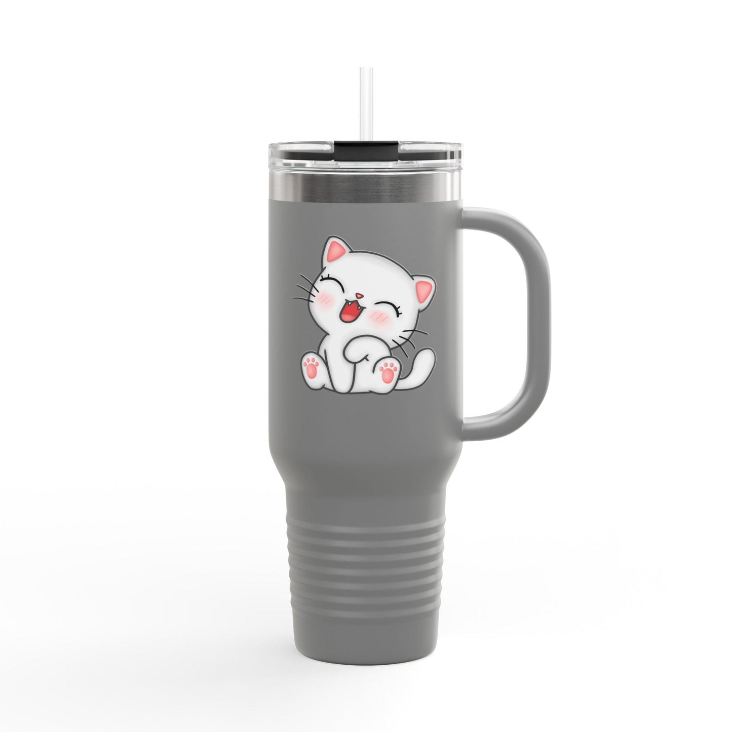 Cute Cat Insulated Travel Mug, 40oz | Funny Coffee Mug for Cat Lovers, Animal Lover Gift, Travel Tumbler, Pet Themed Drinkware
