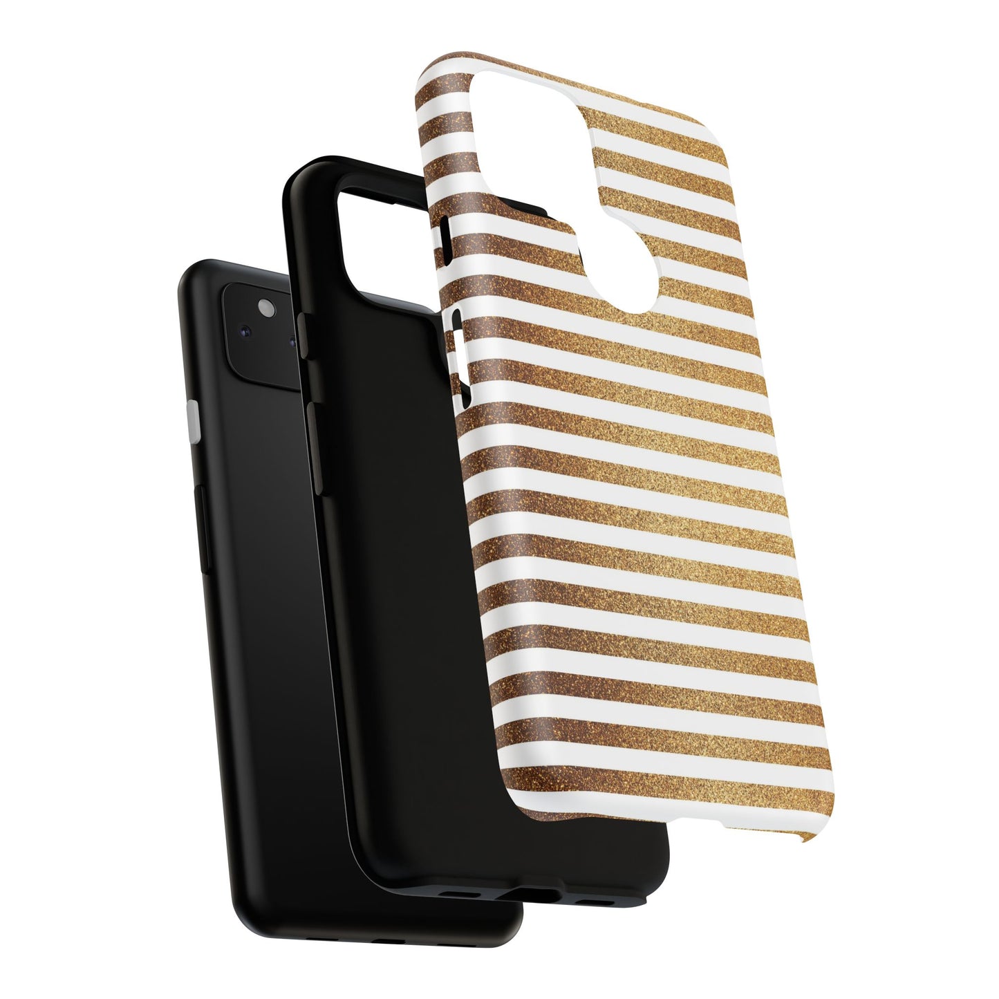 Glamorous Gold Striped Phone Case | Tough Cases, Stylish Phone Cover, Chic Accessories, Gift for Her, Fashionable Tech