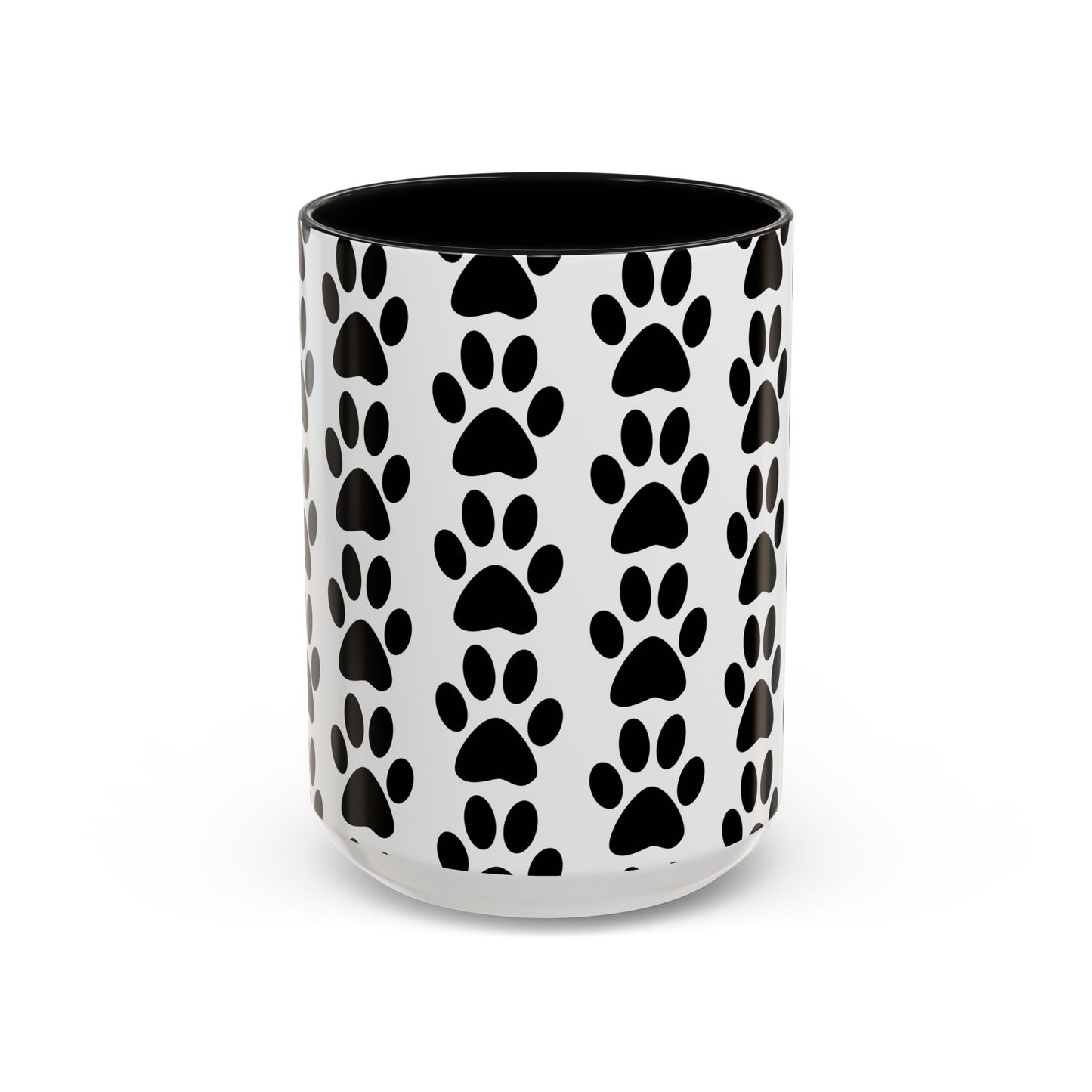 Paw Print Accent Coffee Mug - Dog Lover Gift, Black and White Pet Mug, Cute Animal Decor, Personalized Pet Owner Present, Coffee Tea Cup