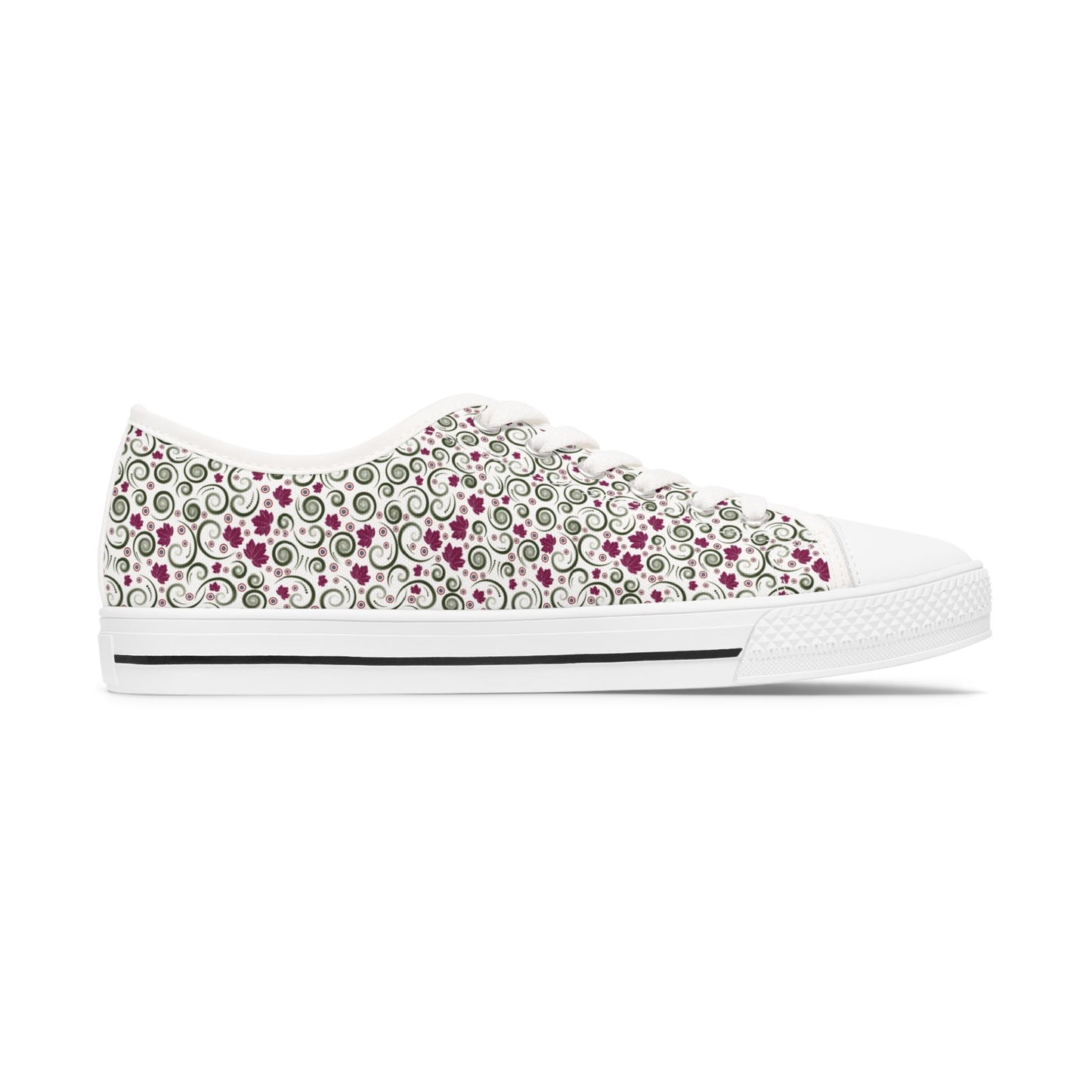 Floral Vine Low Top Sneakers — Women's Casual Garden Print Shoes