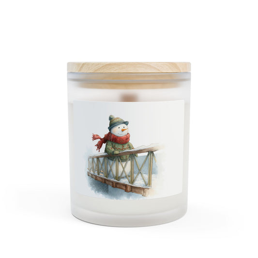 Frosted Glass Candle - Cozy Snowman Scented Candle for Winter Decor, Holiday Gift, Home Fragrance, Relaxation, Stocking Stuffer