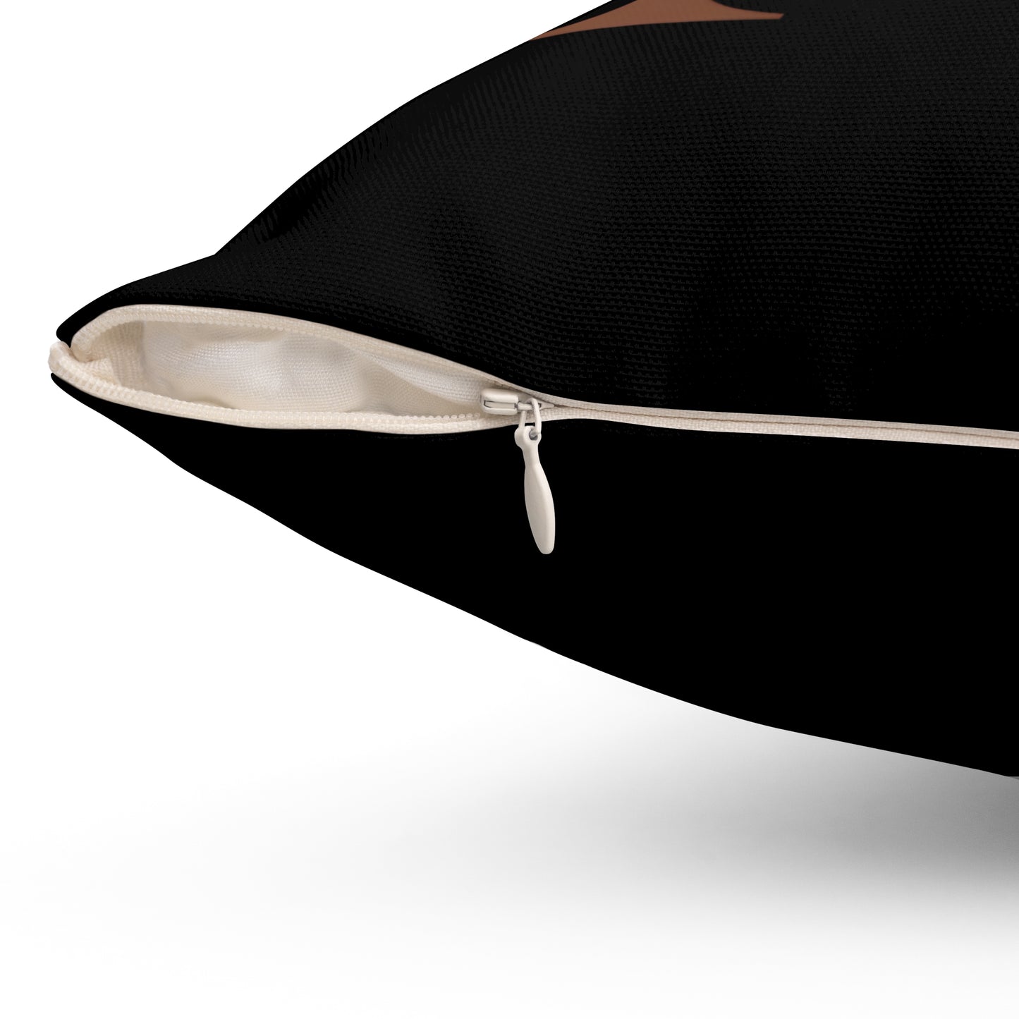 Monogram M Square Pillow — Elegant Rose Gold Letter on Black Accent Pillow