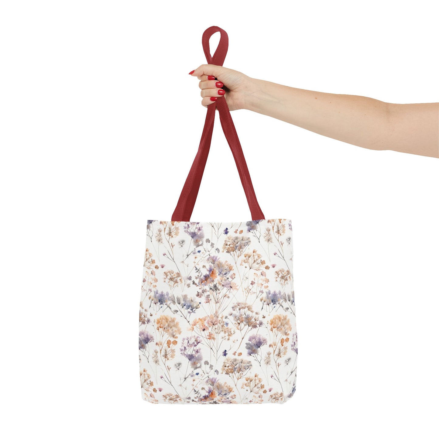 Floral Ditsy Print Tote Bag – Neutral Watercolor Wildflower Market Bag
