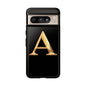 Custom Phone Case with Gold Letter A, Monogrammed Gift, Tough Protective Case, Personalized Phone Accessory, Unique Phone Cover