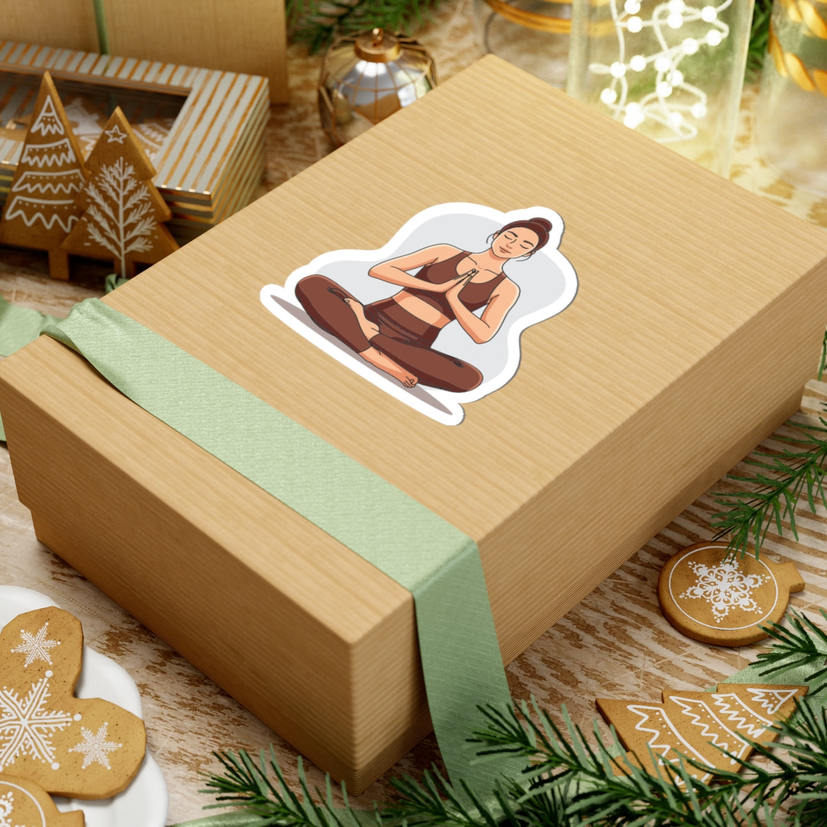 Yoga Girl Kiss-Cut Stickers, Meditation Stickers, Peaceful Decor, Boho [...]