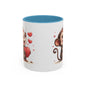 Cute Monkey Love Coffee Mug, Valentine's Gift, Animal Lover's Mug, Heartfelt Coffee Cup, Fun Kitchen Decor