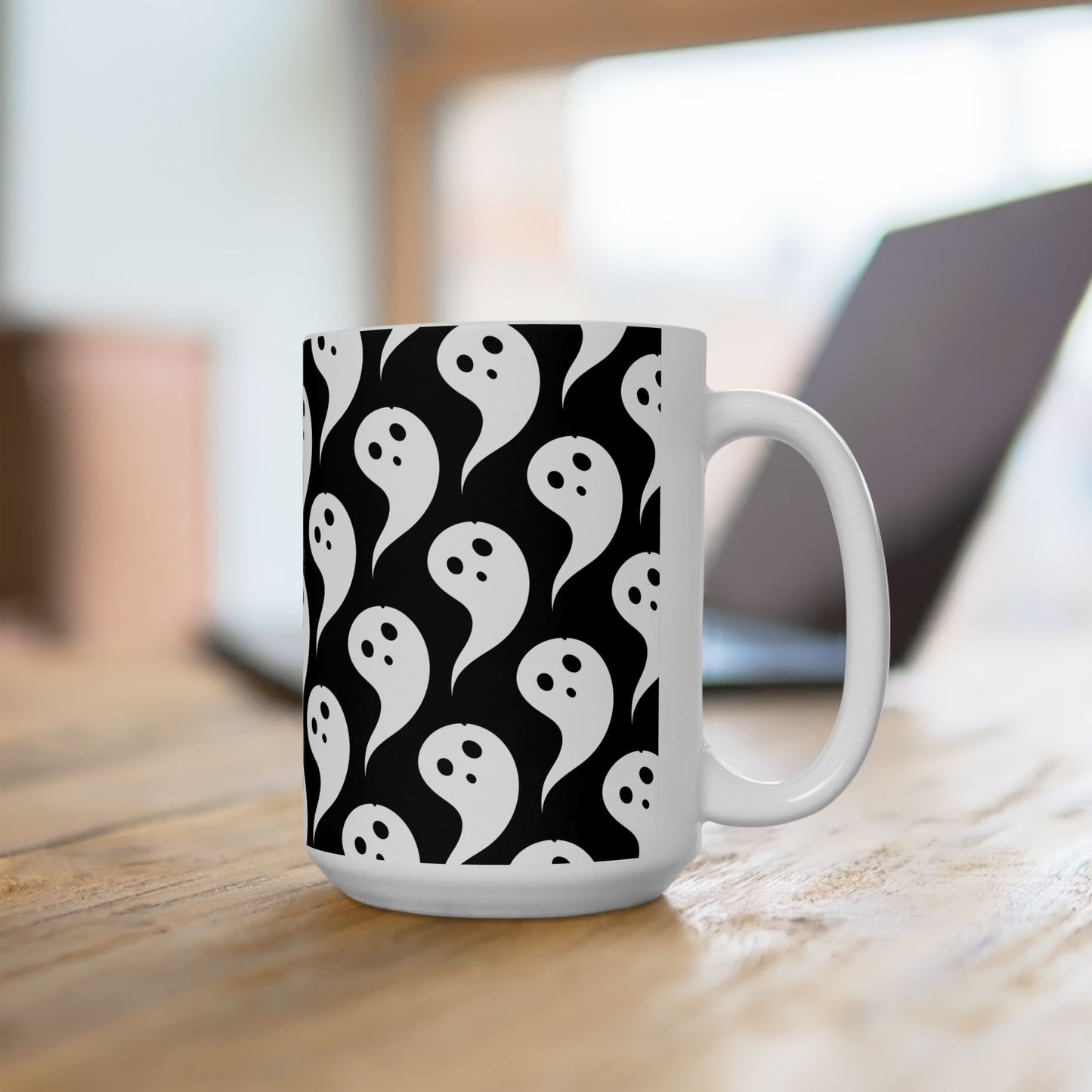 Ghostly Charm Ceramic Mug | Perfect for Halloween, Cozy Drinks, Spooky Vibes, Unique Gift, Kitchen Decor
