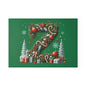Christmas Wreath 'Z' Glass Cutting Board – Festive Holiday Kitchen Board, Candy Cane & Ornaments Design