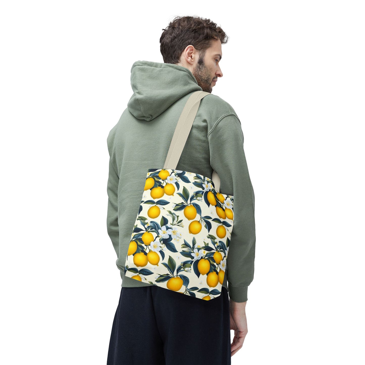 Lemon Blossom All-Over Print Tote Bag — Citrus Floral Market Bag