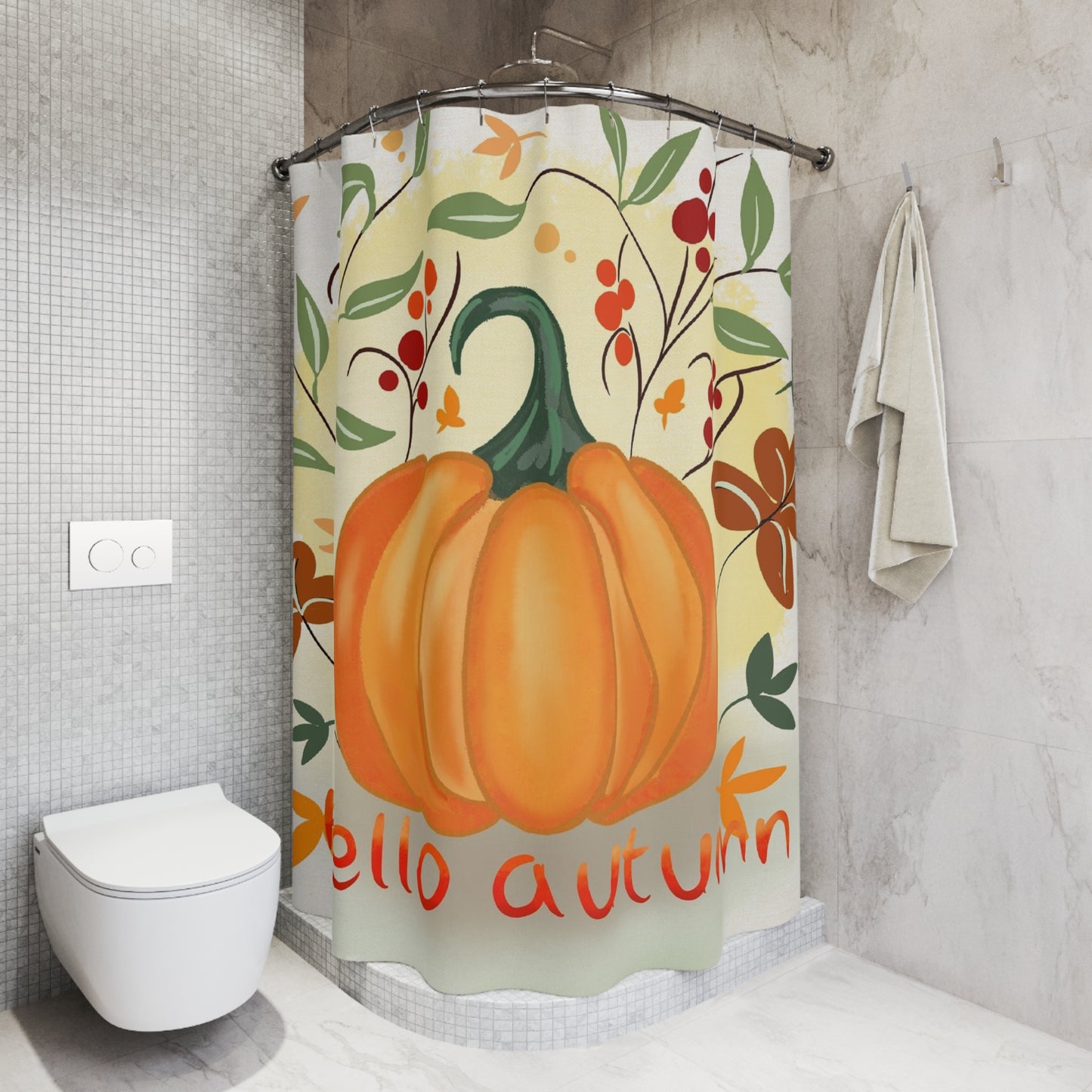 Autumn Pumpkin Shower Curtain, Fall Decor, Bathroom Accessories, Pumpkin Decor, Seasonal Home Decor