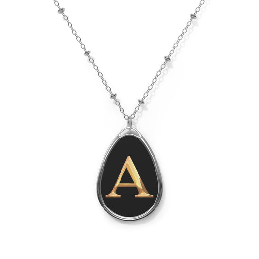Personalized Oval Necklace for Her Letter A