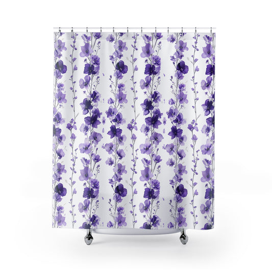 Elegant Floral Shower Curtain | Purple Floral Home Decor, Bathroom Accessory, Gift for Her, Boho Chic, Spa Vibe