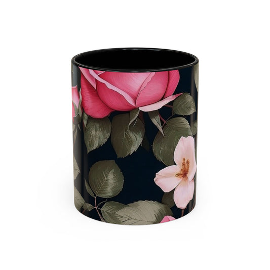 Floral Accent Coffee Mug, Gift for Her, Cute Floral Mug, Spring Decor, Coffee Lover Gift