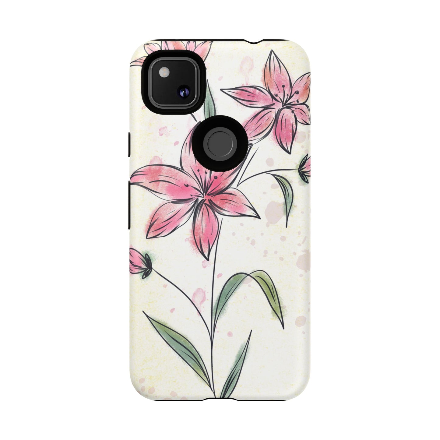 Floral Phone Case with Elegant Pink Lilies, Cute Floral Accessories, Phone Protection, Gift for Her, Stylish Cell Phone Cover