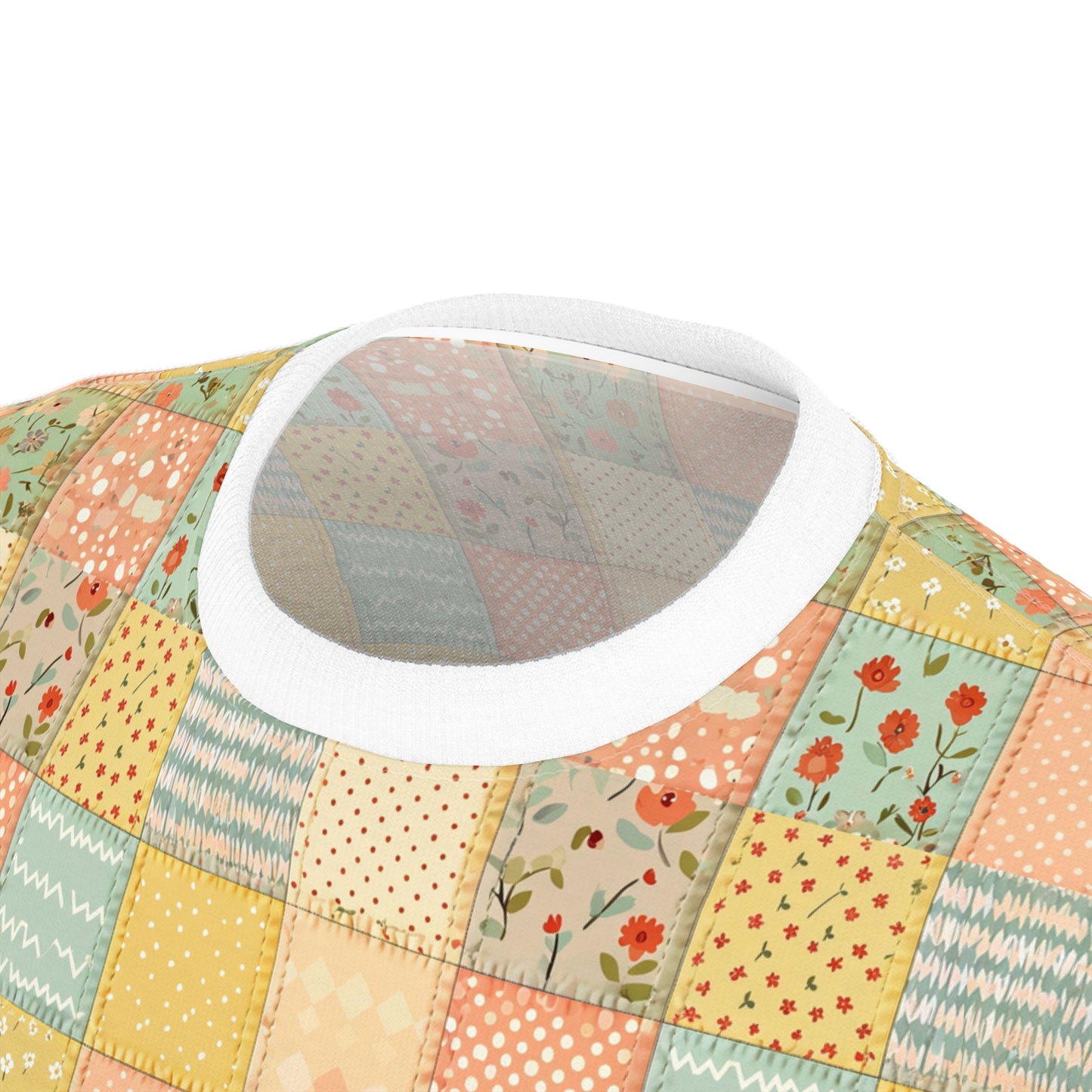 Patchwork Floral Tee — Pastel Vintage Quilt All-Over Print T-Shirt