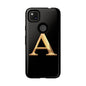 Custom Phone Case with Gold Letter A, Monogrammed Gift, Tough Protective Case, Personalized Phone Accessory, Unique Phone Cover