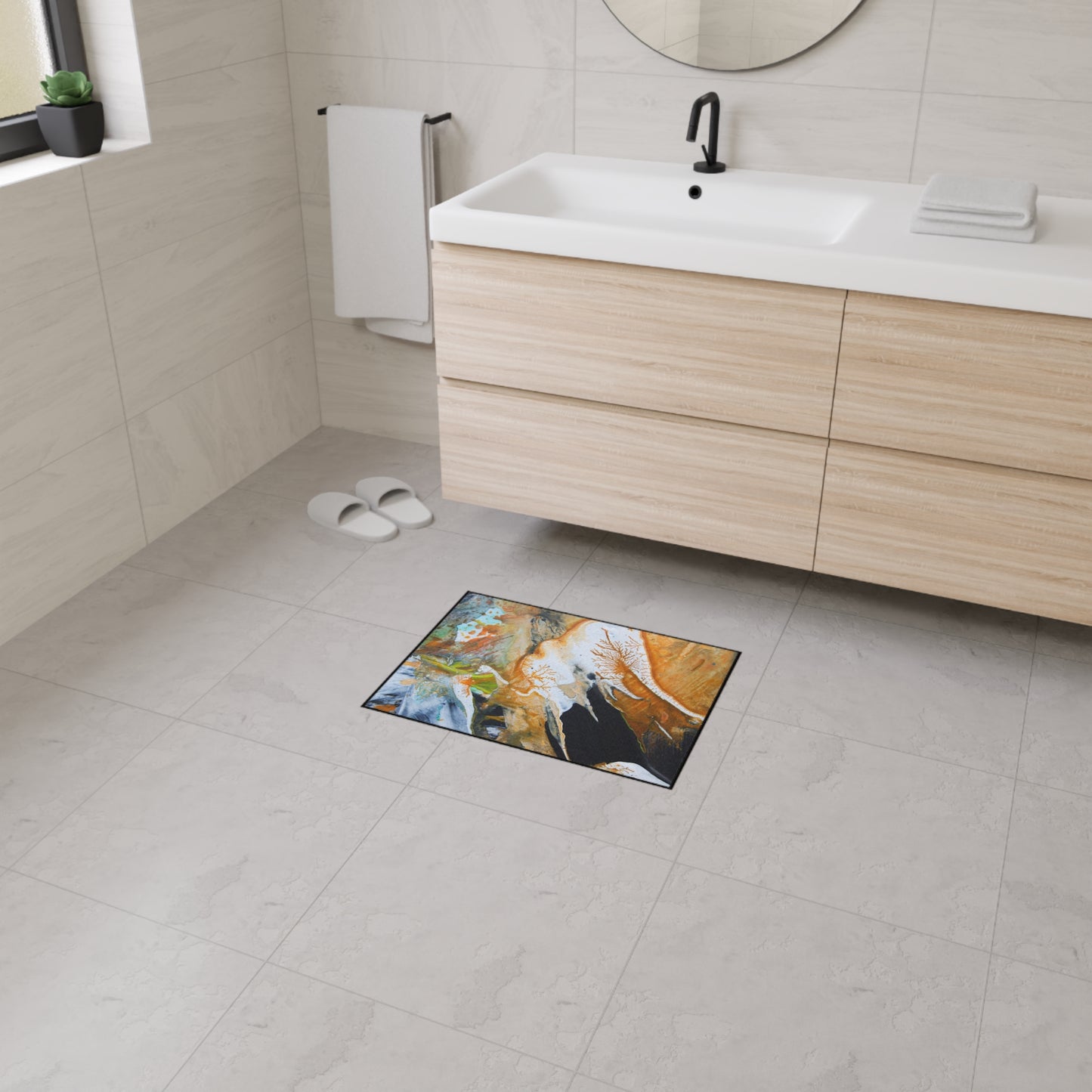 Abstract Amber Splash Heavy Duty Floor Mat