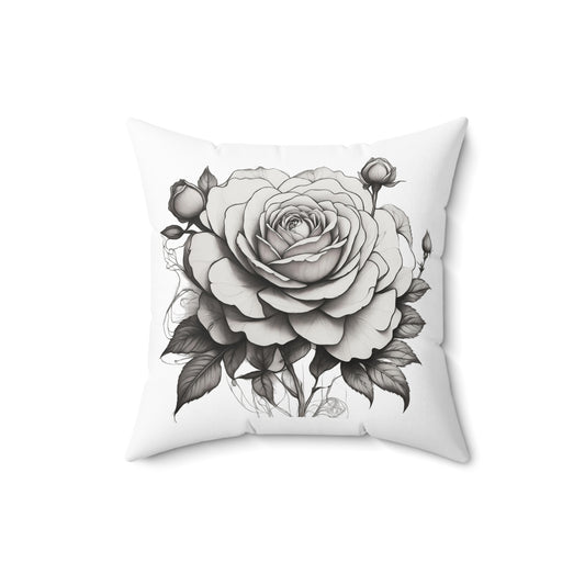 Elegant Floral Square Pillow, Vintage Rose Design, Home Decor, Throw Pillow, Living Room Accent