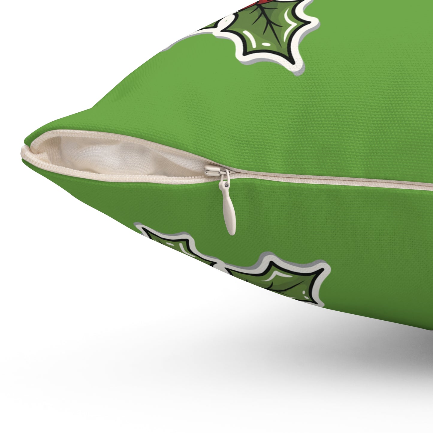 Holiday Holly Decor Pillow, Christmas Decorative Cushion, Green Festive Throw Pillow, Winter Home Decor, Seasonal Accent Pillow