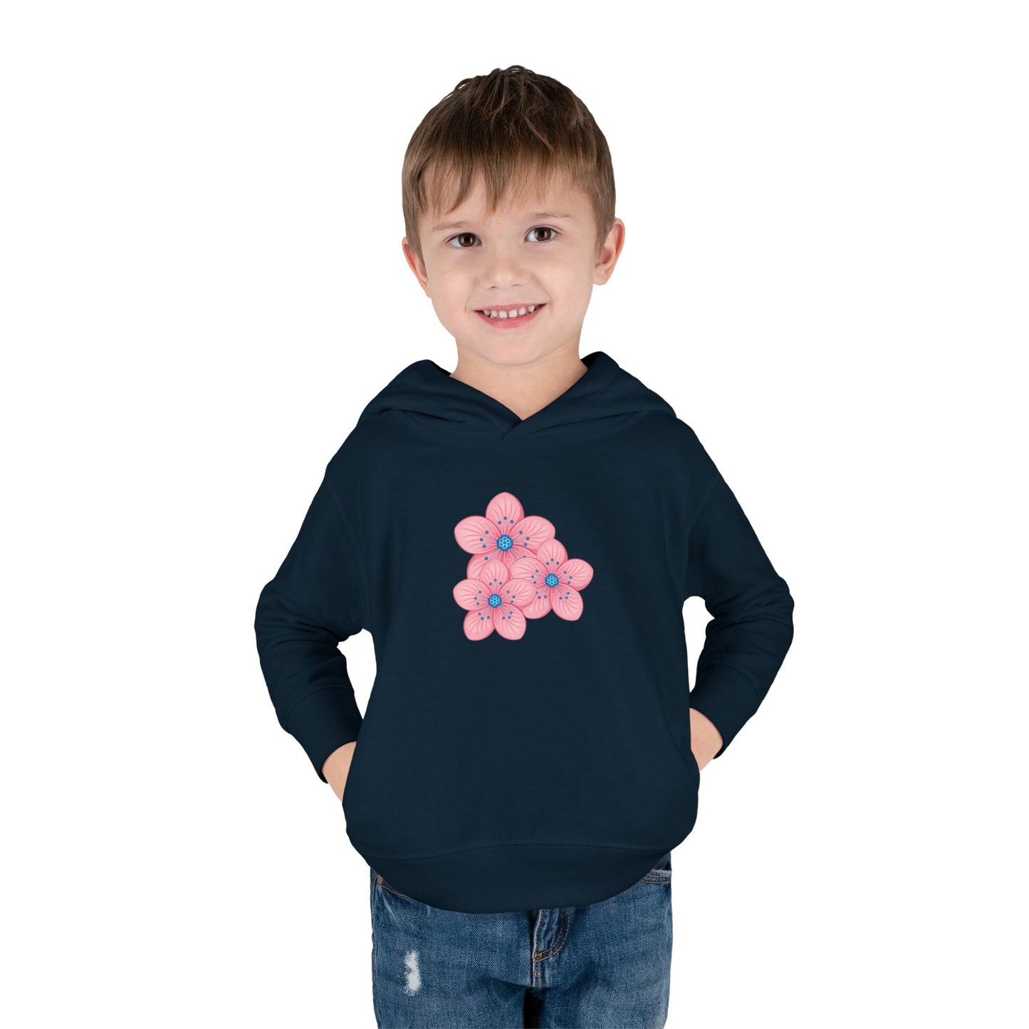 Adorable Toddler Pullover Fleece Hoodie with Pink Flower Design, Kids Sweatshirt, Toddler Clothing, Spring Outfit, Cute Gift for Kids