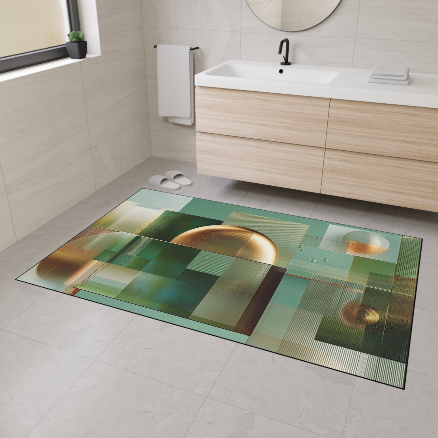 Geometric Gold Sphere Heavy-Duty Floor Mat