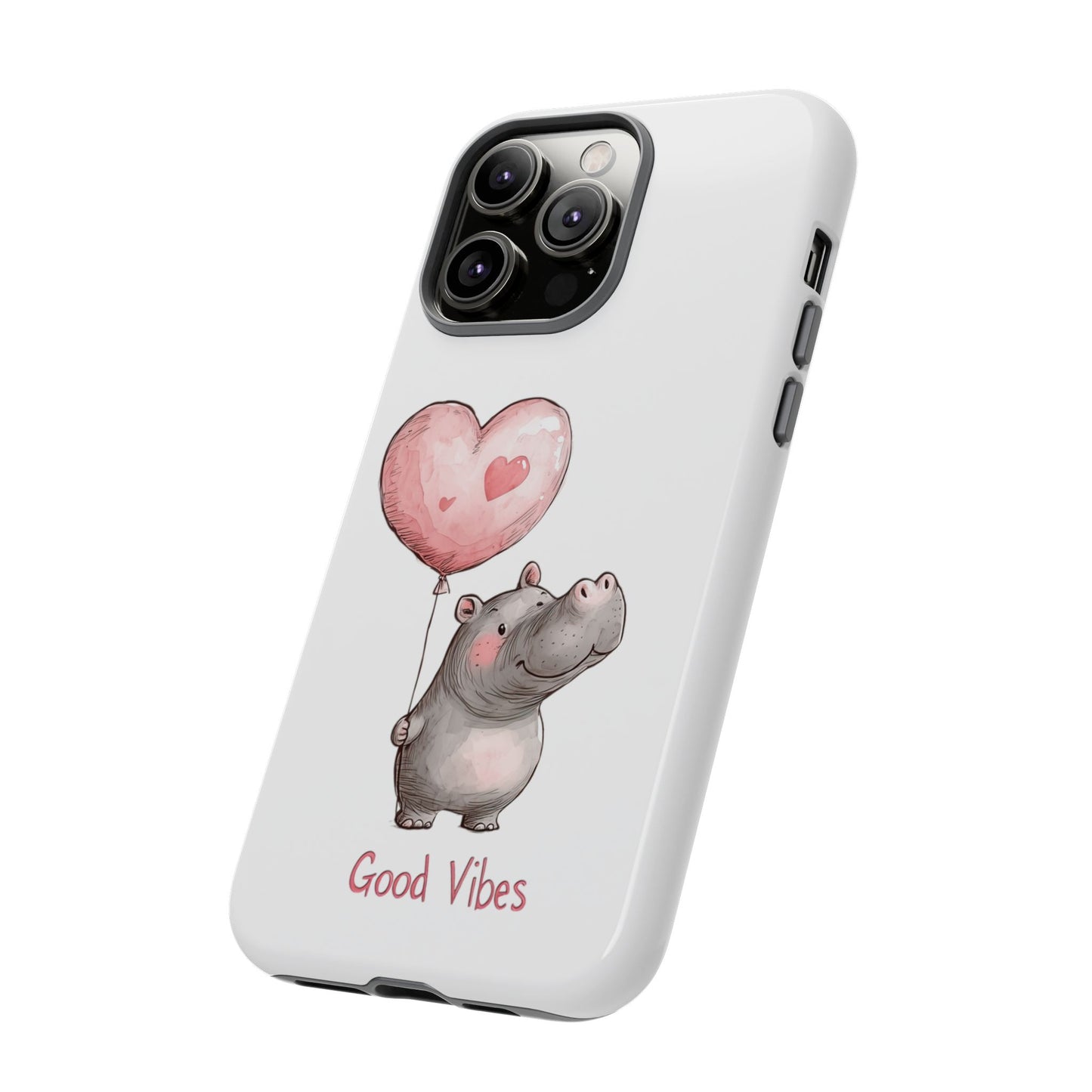 Cute Hippo Phone Case - Good Vibes Design, Animal Lover Gift, Fun Accessory, Birthday Present, Phone Accessories