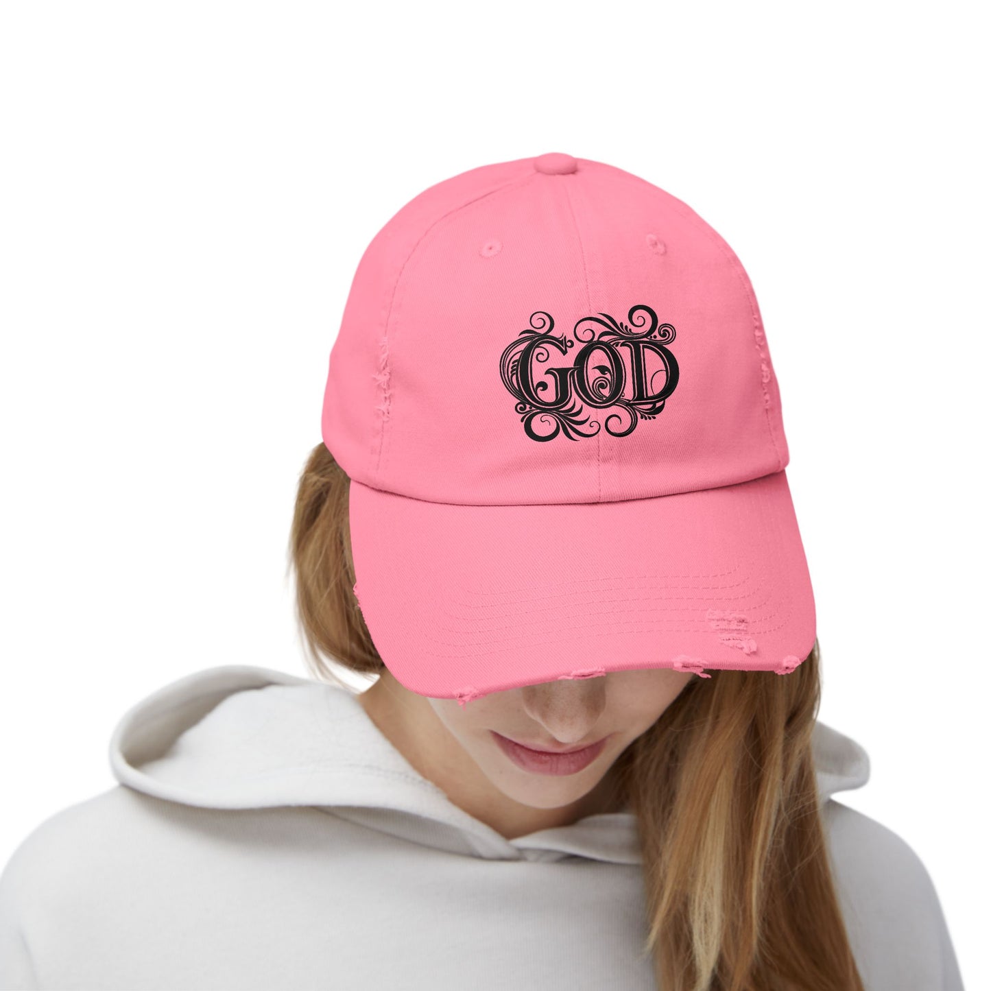 Distressed God Cap, Unisex Casual Hat, Trendy Vintage Cap, Faith Inspired Headwear, Gift for Religious Devotees
