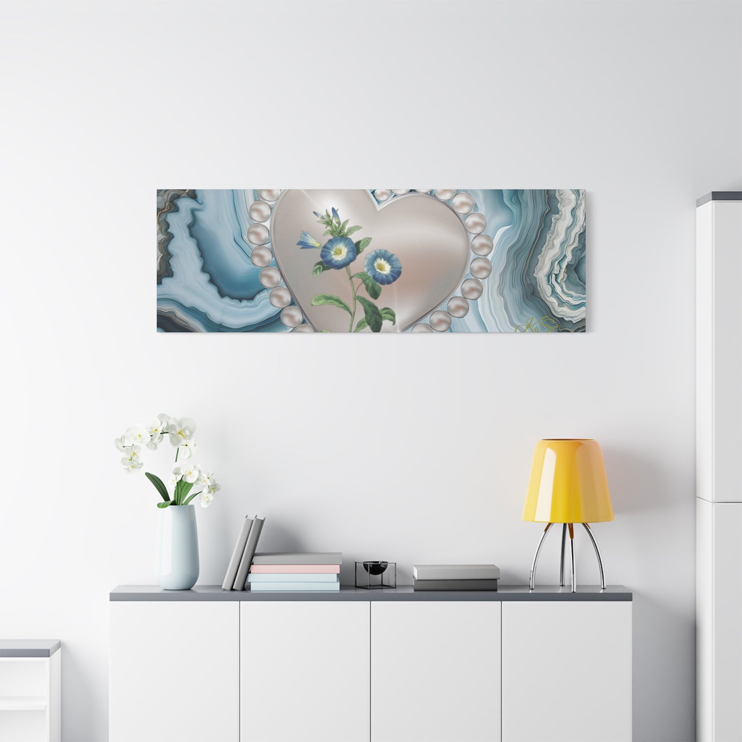 Elegant Floral Heart Canvas Wall Art, Modern Home Decor, Gift for Her