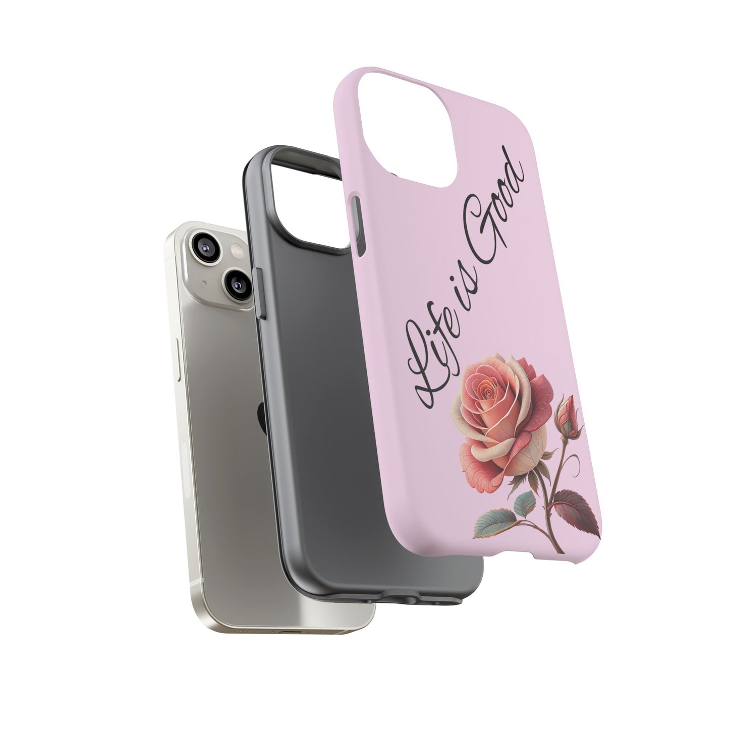 Roses & Positivity Phone Case - Floral Design, Life is Good, Tough Cases for Everyday Wear, Gift for Friends, Mother's Day, Spring [...]